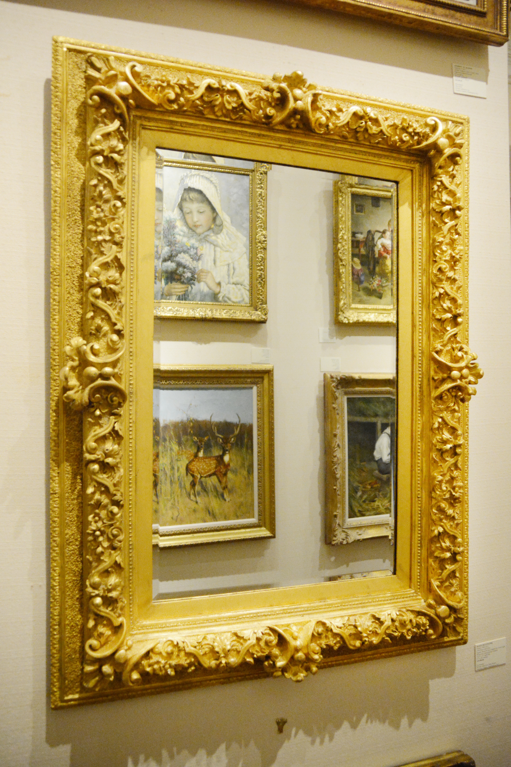 French 19th-century, Barbizon-style, composition and gilded wood frame with mirror (and decorative scroll centers) 