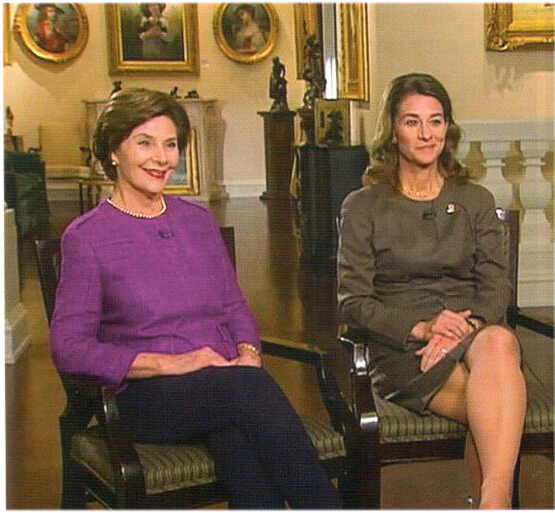 First Lady Laura Bush and Melinda Gates